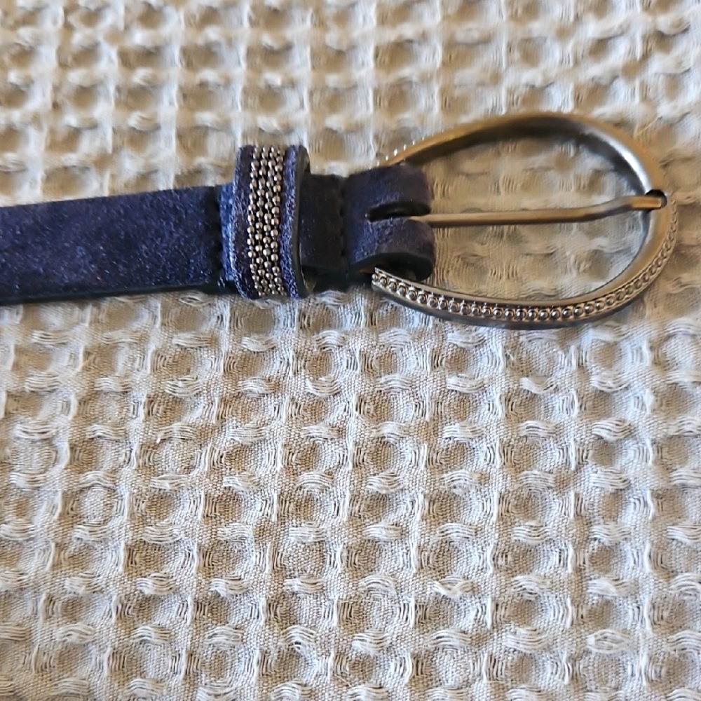 Navy Suede BRUNELLO CUCINELLI  Belt with Silver Buckle SIZE L, never Used